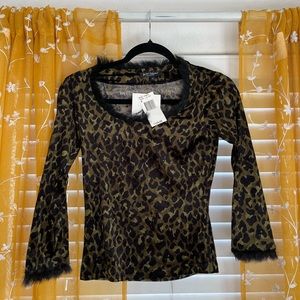 NWT Betsey Johnson Velvet Fur Trim Top